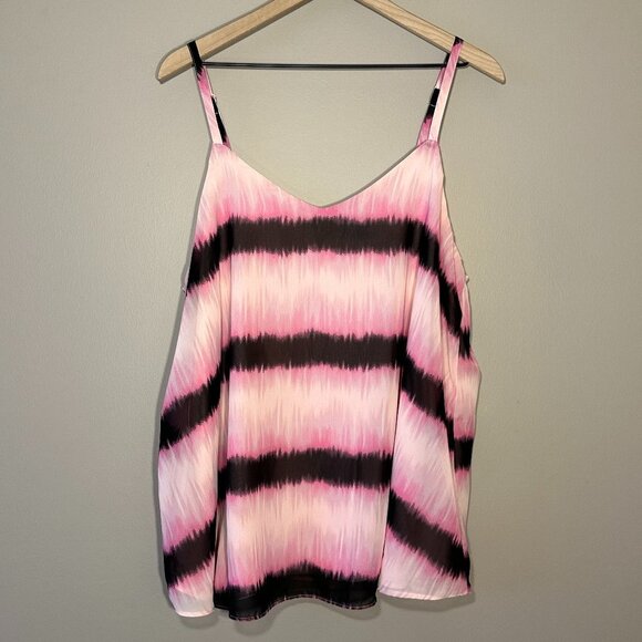 Women's Plus 1 Torrid Sophie Pink Tie Dye Tank Stripes Adjustable Straps - Picture 2 of 7